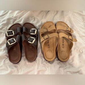 Birkenstock Dark Brown and Light Tan Sandals